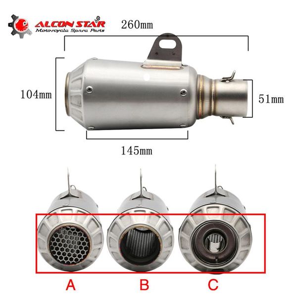 motorcycle exhaust system alconstar- 51mm akexhaust muffler pipe with db killer escape moto fit cbr600rr ninja zx-6r zx-10r mat07 mt09
motorcycle exhaust system alconstar- 51mm akexhaust muffler pipe with db killer escape moto fit cbr600rr ninja zx-6r zx-10r mat07 mt09