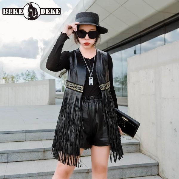 women's vests punk style women long tassels sleeveless sheepskin genuine leather vest slim fit lady diamonds waistcoat plus size 4xl to, Black;white
women's vests punk style women long tassels sleeveless sheepskin genuine leather vest slim fit lady diamonds waistcoat plus size 4xl to, Black;white