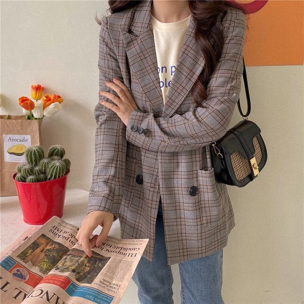 thin geometric women arrival stylish office lady plaid loose chic casual brief all-match blazers 210421, White;black
thin geometric women arrival stylish office lady plaid loose chic casual brief all-match blazers 210421, White;black
