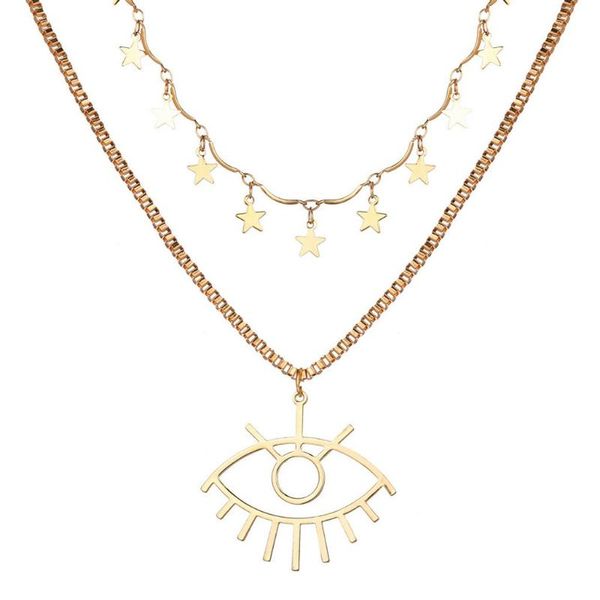 pendant necklaces amulet magical lucky symbols eye multi-layer necklace creative retro simple trend star clavicle chain collares, Silver
pendant necklaces amulet magical lucky symbols eye multi-layer necklace creative retro simple trend star clavicle chain collares, Silver