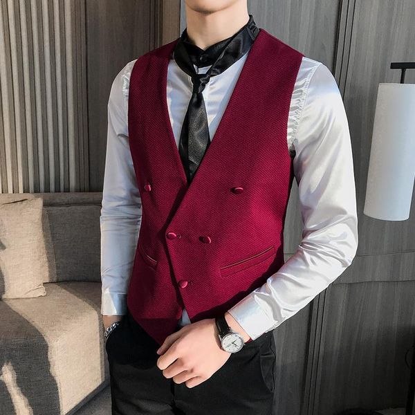 men's vests yasuguoji 2021 smart casual double breasted suit men slim fit vest mens wedding latest waistcoat designs for, Black;white
men's vests yasuguoji 2021 smart casual double breasted suit men slim fit vest mens wedding latest waistcoat designs for, Black;white