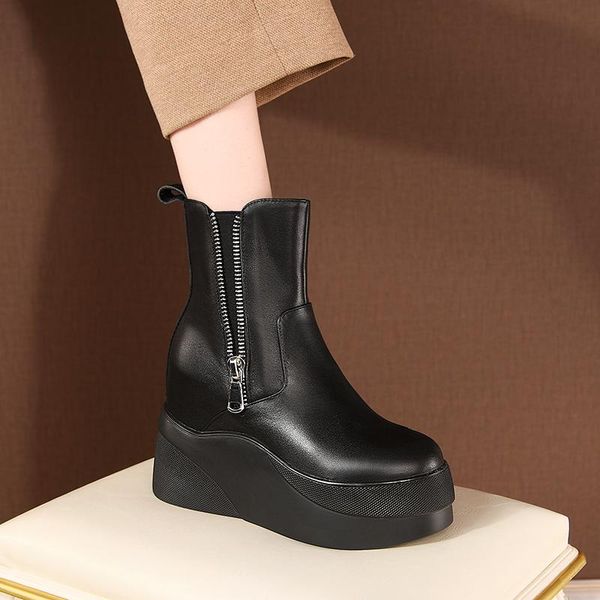 boots winter shoes natural genuine leather women ankle thick high-heeled platform fashion fur female cowhide snow, Black
boots winter shoes natural genuine leather women ankle thick high-heeled platform fashion fur female cowhide snow, Black