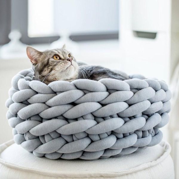 30/35/40cm diy hand-woven coarse wool pet nest cat bed winter cozy warm dog house crochet chunky knitted kennel mat supplies beds & furnitur
30/35/40cm diy hand-woven coarse wool pet nest cat bed winter cozy warm dog house crochet chunky knitted kennel mat supplies beds & furnitur