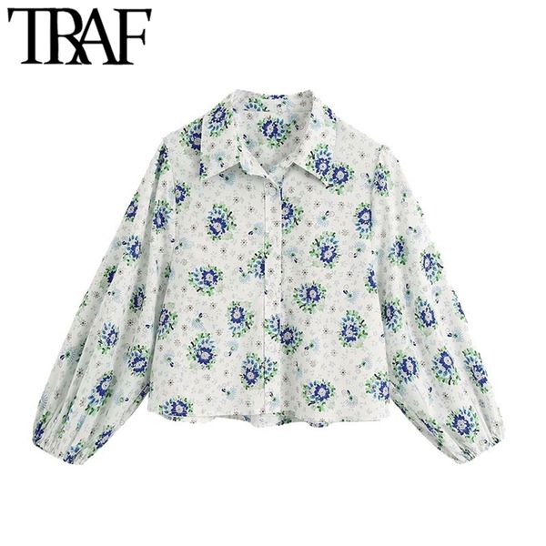 women fashion floral print cropped blouses vintage lantern sleeve button-up female shirts blusas chic 210507, White
women fashion floral print cropped blouses vintage lantern sleeve button-up female shirts blusas chic 210507, White