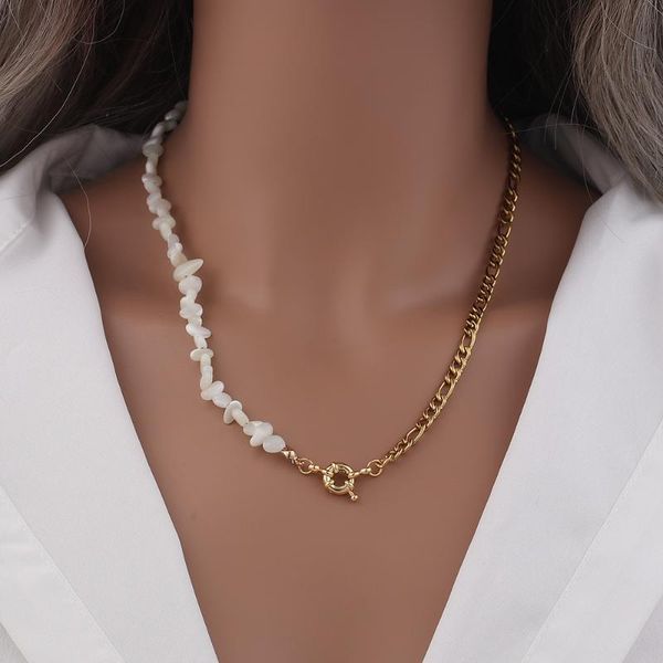 chokers stainless steel chain temperament necklace female simple design sense stitching asymmetric shell beads choker jewelry, Golden;silver
chokers stainless steel chain temperament necklace female simple design sense stitching asymmetric shell beads choker jewelry, Golden;silver