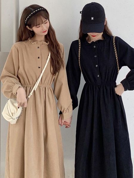 casual dresses fashion vintage women dress french style retro high waist mid-length solid color temperament long sleeve a-line frock, Black;gray
casual dresses fashion vintage women dress french style retro high waist mid-length solid color temperament long sleeve a-line frock, Black;gray