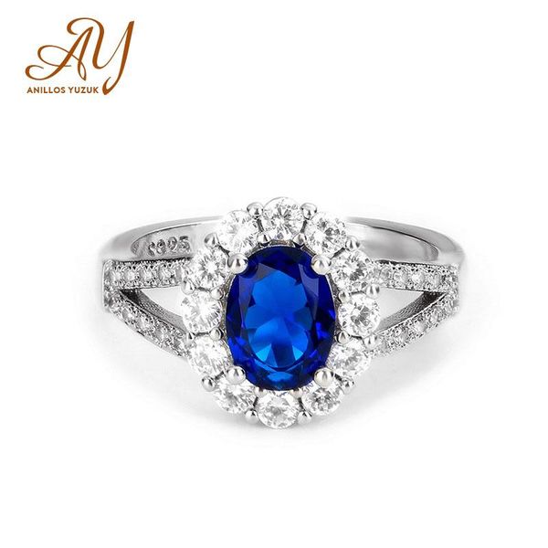 cluster rings anillos yuzuk women blue 925 silver jewelry ring with white cubic zirconia oval wedding anniversary gif, Golden;silver 
cluster rings anillos yuzuk women blue 925 silver jewelry ring with white cubic zirconia oval wedding anniversary gif, Golden;silver