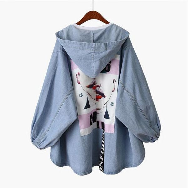 women's jackets spliced printed for autumn loosen hooded winter woman coat graffiti denim, Black;brown
women's jackets spliced printed for autumn loosen hooded winter woman coat graffiti denim, Black;brown