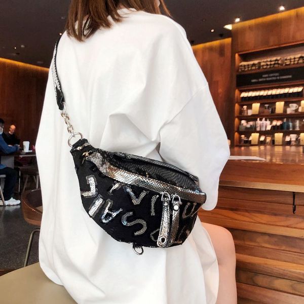 official website diofifi niche design 2021 new fashion waist sequin messenger chest bag