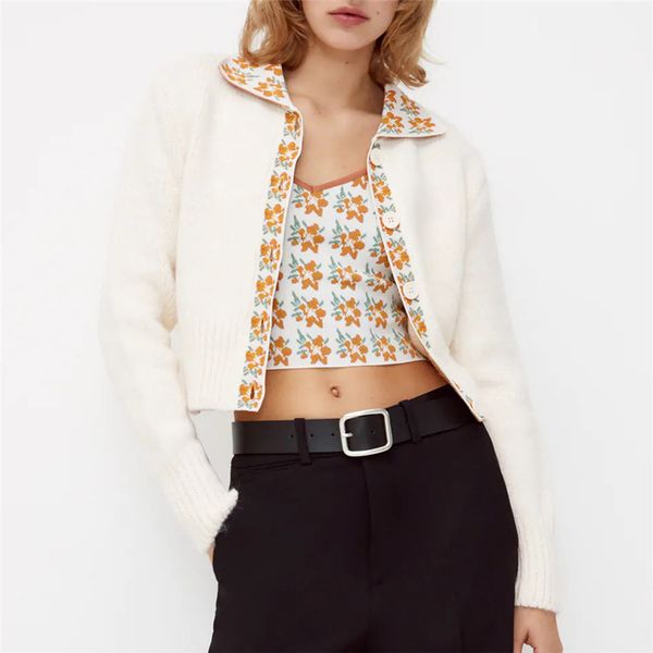 blsqr fashion knitted cardigan women autumn short long sleeve female button knitwear sweaters 210430, White 
blsqr fashion knitted cardigan women autumn short long sleeve female button knitwear sweaters 210430, White
