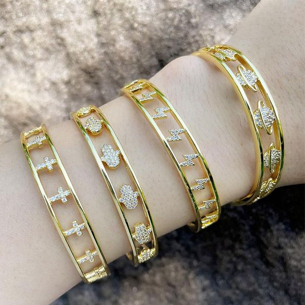 charm bracelets flola copper zircon cross fatima hand bangles for women white stone gold bangle bracelet girls jewelry brtd60, Golden;silver
charm bracelets flola copper zircon cross fatima hand bangles for women white stone gold bangle bracelet girls jewelry brtd60, Golden;silver