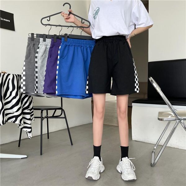 women's shorts 2 sizes m- cuasal loose plaid chessboard pattern patchwork all match elastic waist women 2021 summer fashion, White;black
women's shorts 2 sizes m- cuasal loose plaid chessboard pattern patchwork all match elastic waist women 2021 summer fashion, White;black