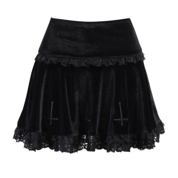 skirts women cute a line high waist flared mini lace trim velvet skirt preppy girls streetwear clubwear punk gothic clothes, Black
skirts women cute a line high waist flared mini lace trim velvet skirt preppy girls streetwear clubwear punk gothic clothes, Black
