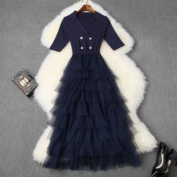 dress one piece spring women notched collar cascading ruffle mesh patchwork half sleeve casual ball gown knitted dress, Black;gray
dress one piece spring women notched collar cascading ruffle mesh patchwork half sleeve casual ball gown knitted dress, Black;gray