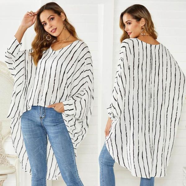 women's blouses & shirts 2021 style autumn loose casual striped batwing sleeve pullover boho chiffon blouse chemise femme, White
women's blouses & shirts 2021 style autumn loose casual striped batwing sleeve pullover boho chiffon blouse chemise femme, White