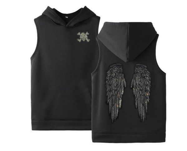 men' tank rhinestone hoodie brand men sleeveless vest designer jacket hooded, White;black
men' tank rhinestone hoodie brand men sleeveless vest designer jacket hooded, White;black