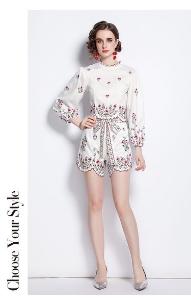 two piece dress women's summer suit french retro stand collar printed puff sleeve blouse+high waist wide leg shorts sets female eo, White
two piece dress women's summer suit french retro stand collar printed puff sleeve blouse+high waist wide leg shorts sets female eo, White