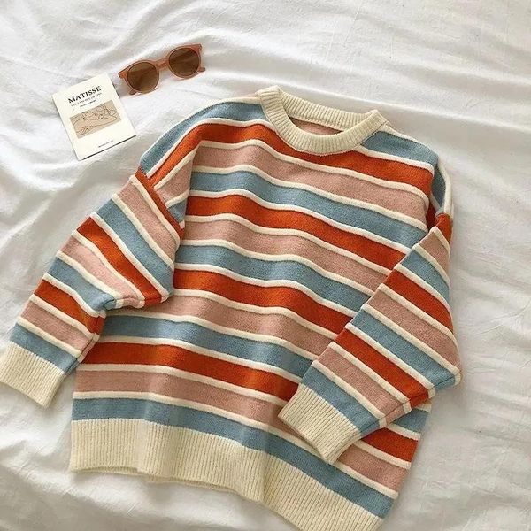 women's sweaters streetwear winter fashion casual y2k kpop clothes ulzzang vintage knit loose oversize pullover sweet stripe women swe, White;black
women's sweaters streetwear winter fashion casual y2k kpop clothes ulzzang vintage knit loose oversize pullover sweet stripe women swe, White;black