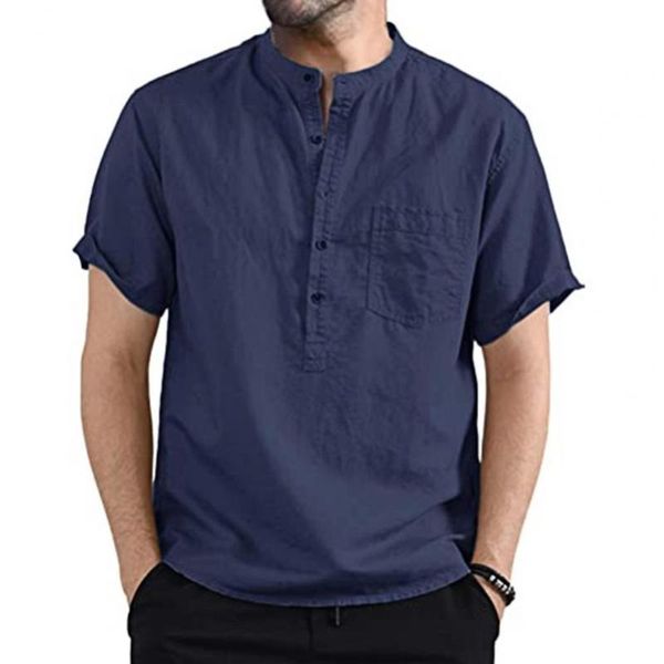 men's casual shirts men shirt stand collar short sleeve cloth solid color for summer, White;black
men's casual shirts men shirt stand collar short sleeve cloth solid color for summer, White;black