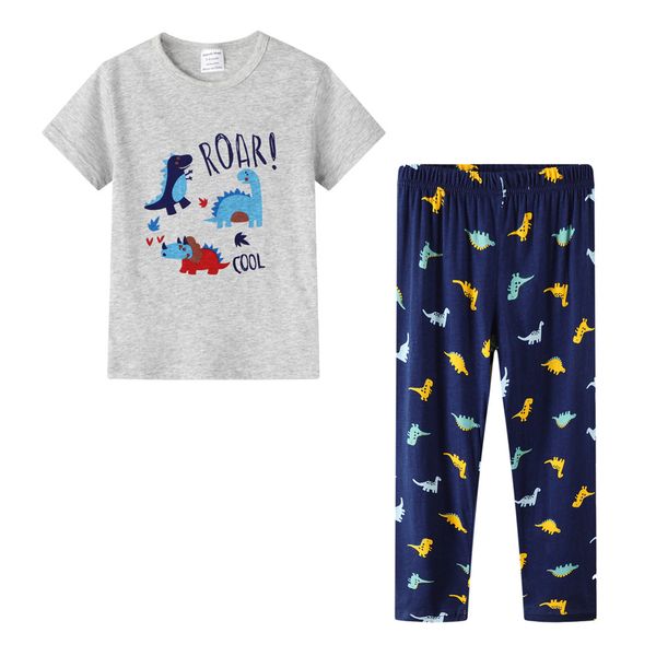 2021 summer thin children pajamas two piece cartoon cotton dinosaur animation home clothes, Blue;red
2021 summer thin children pajamas two piece cartoon cotton dinosaur animation home clothes, Blue;red
