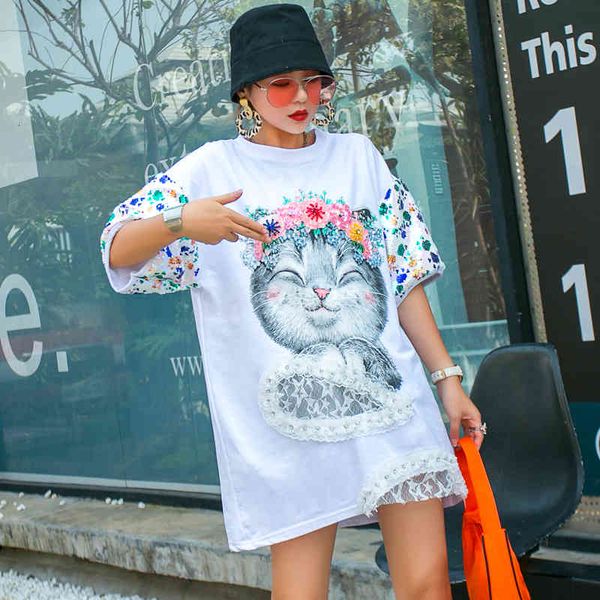 tracksuits thailand tide brand redired western style t-shirt mid-loose length crocheted sewing careful machine of short sleeves women's, Gray
tracksuits thailand tide brand redired western style t-shirt mid-loose length crocheted sewing careful machine of short sleeves women's, Gray