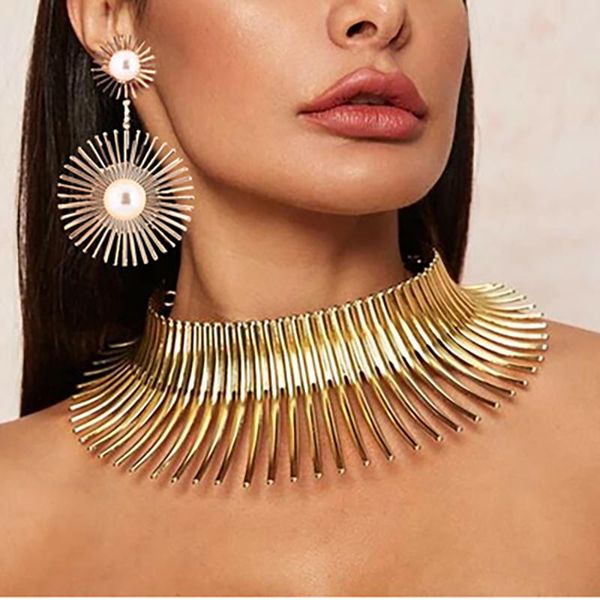 earrings & necklace african jewlery punk wide alloy collars statement fashion flower sun collar earring set ornament jewelry, Silver
earrings & necklace african jewlery punk wide alloy collars statement fashion flower sun collar earring set ornament jewelry, Silver