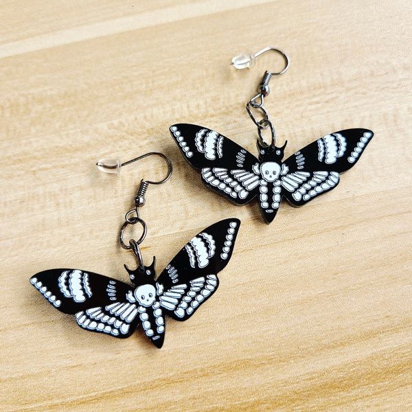 black dark skull moth insect butterfly dangle earrings for women girls exaggerated unique acrylic jewelry female accessories, Silver
black dark skull moth insect butterfly dangle earrings for women girls exaggerated unique acrylic jewelry female accessories, Silver