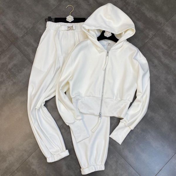 women's two piece pants prepomp 2021 fall arrival long sleeve hooded zipper sweatshirt elastic waist belt set tracksuits women gc660, White
women's two piece pants prepomp 2021 fall arrival long sleeve hooded zipper sweatshirt elastic waist belt set tracksuits women gc660, White