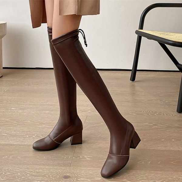boots selling style genuine leather stretch over the knee back lace comfortable winter women shoes med chunky heel 43, Black
boots selling style genuine leather stretch over the knee back lace comfortable winter women shoes med chunky heel 43, Black