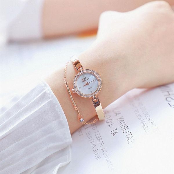 ladies watch fashion small gold bracelet women fritillaria waterproof watches with rhinestone wristwatches, Slivery;brown
ladies watch fashion small gold bracelet women fritillaria waterproof watches with rhinestone wristwatches, Slivery;brown