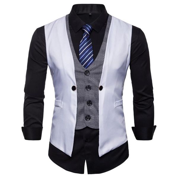 men's vests 2021 fashion men's casual boutique business vest / male fake two-piece suit waistcoat tie, Black;white
men's vests 2021 fashion men's casual boutique business vest / male fake two-piece suit waistcoat tie, Black;white