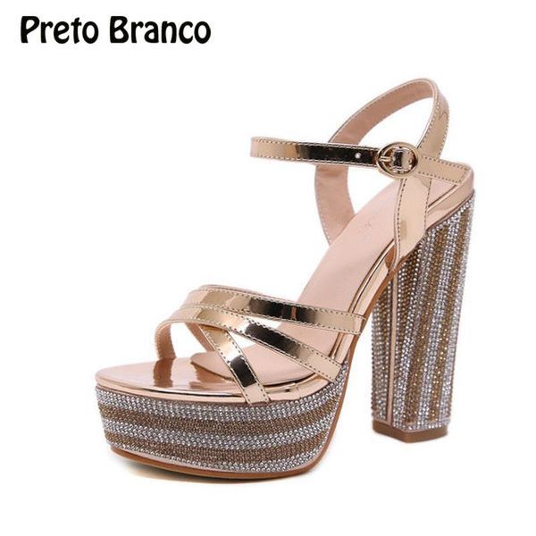women gold sandals chunky heel water shiny rhinestone nightclub catwalk high-heel, Black
women gold sandals chunky heel water shiny rhinestone nightclub catwalk high-heel, Black