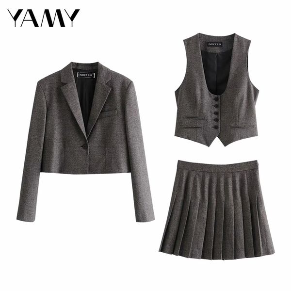 za winter latest plaid short casual suit blazer college style retro gray woman jacket office lady women 211006, White;black
za winter latest plaid short casual suit blazer college style retro gray woman jacket office lady women 211006, White;black