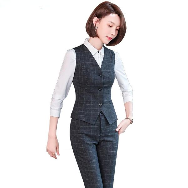 women's two piece pants women slim s-4xl pant suit sleeveless gray blue plaid vest blazer and trousers pieces set for office ladies wor, White
women's two piece pants women slim s-4xl pant suit sleeveless gray blue plaid vest blazer and trousers pieces set for office ladies wor, White