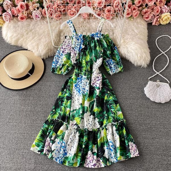 summer runway hydrangea floral printed women dress green strapghetti strap beach boho puff sleeve knee length, Black;gray
summer runway hydrangea floral printed women dress green strapghetti strap beach boho puff sleeve knee length, Black;gray