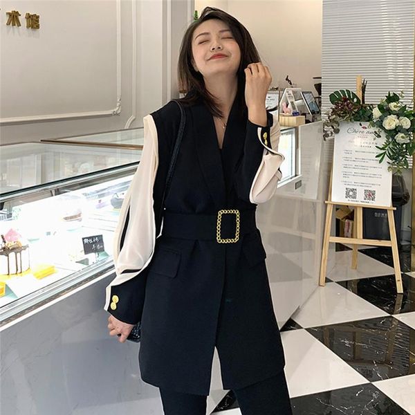 autumn fashion womens office coat notched full sleeve chiffon patchwork metal button ssashes casual blazer outerwear women's suits & bl, White;black
autumn fashion womens office coat notched full sleeve chiffon patchwork metal button ssashes casual blazer outerwear women's suits & bl, White;black