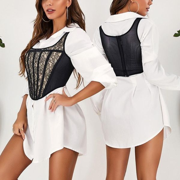 women's shapers herringbone lace inside and outside wear wrapped chest waist vest top, Black;white
women's shapers herringbone lace inside and outside wear wrapped chest waist vest top, Black;white