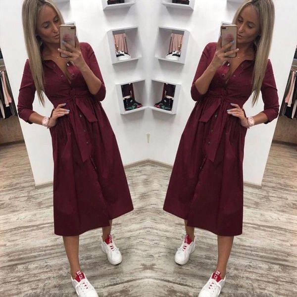 casual dresses elegant party dress lapel fall fashion pure color retro, Black;gray
casual dresses elegant party dress lapel fall fashion pure color retro, Black;gray