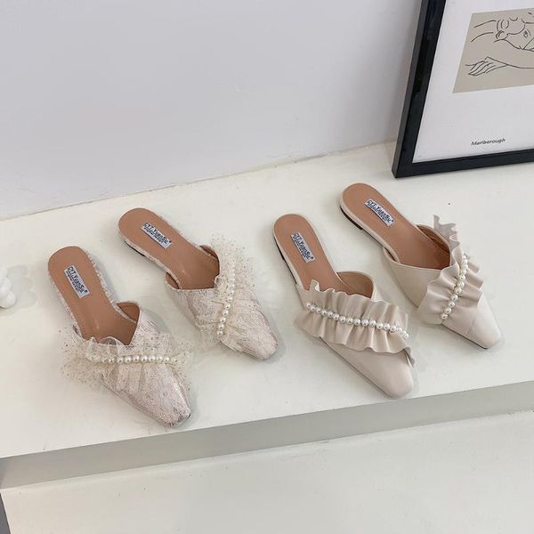 summer women's baotou slippers fashion sweet wind flat pearl soft bottom comfortable and light for outer wear., Black
summer women's baotou slippers fashion sweet wind flat pearl soft bottom comfortable and light for outer wear., Black