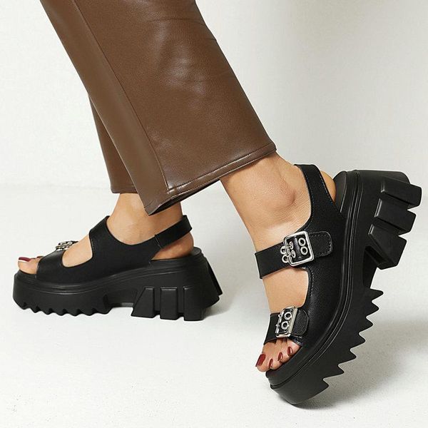 women pu leather summer sandals fashion buckle platform shoes comfort square high heel open toe party black
women pu leather summer sandals fashion buckle platform shoes comfort square high heel open toe party black