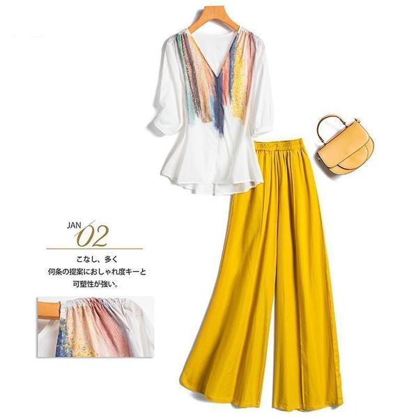women's two piece pants 2021 summer women 's t-shirt loose printed white clothing plus size clothes + wide-legged commuter suit
women's two piece pants 2021 summer women 's t-shirt loose printed white clothing plus size clothes + wide-legged commuter suit