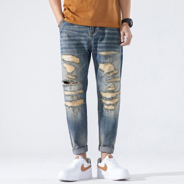 men's jeans distressed men loose fit hip destroyed for 2021 holes frayed torn ripped denim pants moto vintage cowboys, Blue
men's jeans distressed men loose fit hip destroyed for 2021 holes frayed torn ripped denim pants moto vintage cowboys, Blue