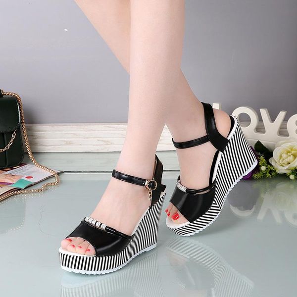 korean women wedge sandals woman sweet diamonds stripes fish mouth platform roman muffin high heels shoes, Black
korean women wedge sandals woman sweet diamonds stripes fish mouth platform roman muffin high heels shoes, Black