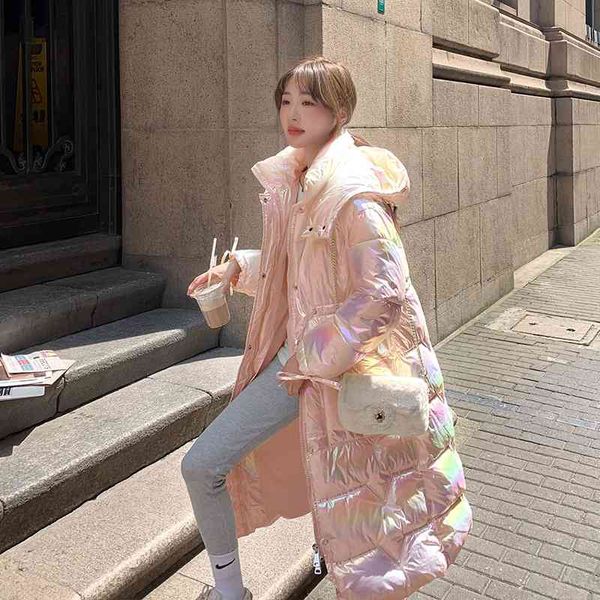 2021 winter korean version new net red bright cotton jacket long knee dazzle color wash down women's coat, Black
2021 winter korean version new net red bright cotton jacket long knee dazzle color wash down women's coat, Black