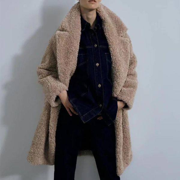 women's jackets 2021 winter warm fleece woman coat casual soft laple long sleeves outwears women loose double side pocket breasted coat, Black;brown
women's jackets 2021 winter warm fleece woman coat casual soft laple long sleeves outwears women loose double side pocket breasted coat, Black;brown