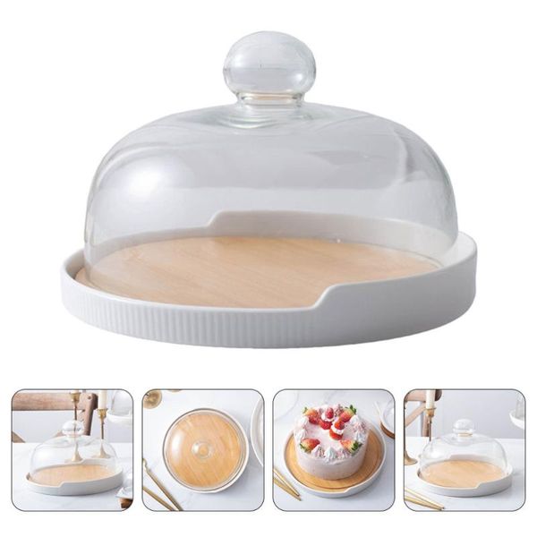 dishes & plates 1 set of party cake tray with glass lid baking making plate display