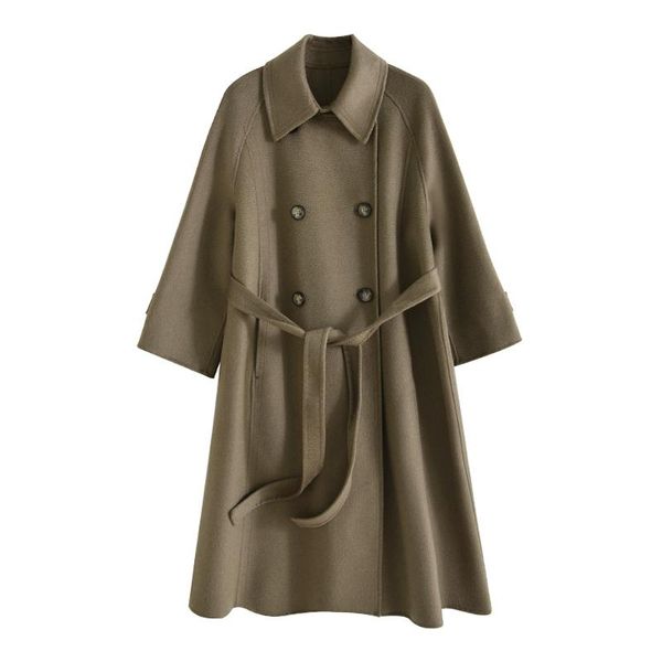 women's wool & blends autumn 100% coat long coats double-faced woolen jackets ripple winter belted clothes outerwear veste femm, Black
women's wool & blends autumn 100% coat long coats double-faced woolen jackets ripple winter belted clothes outerwear veste femm, Black