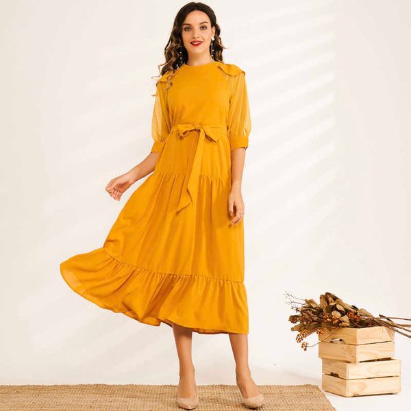 casual dresses summer midi women 2021 yellow ruffled hem draped back buckle o-neck mesh lantern half sleeve loose elegant robe lxh, Black;gray
casual dresses summer midi women 2021 yellow ruffled hem draped back buckle o-neck mesh lantern half sleeve loose elegant robe lxh, Black;gray