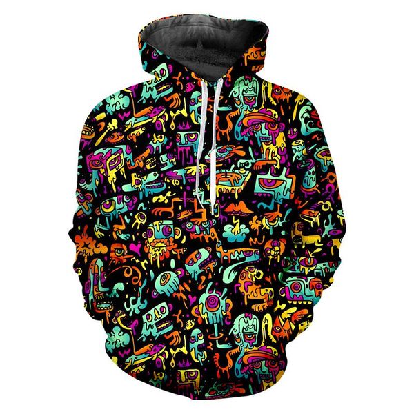 men's hoodies & sweatshirts cartoon graffiti colorful 3d printed men hoodie harajuku street hip hop sweatshirt casual sudadera hombre, Black
men's hoodies & sweatshirts cartoon graffiti colorful 3d printed men hoodie harajuku street hip hop sweatshirt casual sudadera hombre, Black