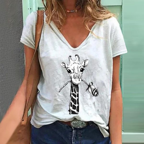 women's t-shirt women giraffe rose printing t-shirts summer clothes graphic tees funny harajuku cotton v neck shirts for loose #t2g, White
women's t-shirt women giraffe rose printing t-shirts summer clothes graphic tees funny harajuku cotton v neck shirts for loose #t2g, White